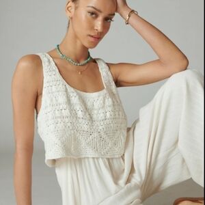 Lucky Brand Gray Crochet Jumpsuit